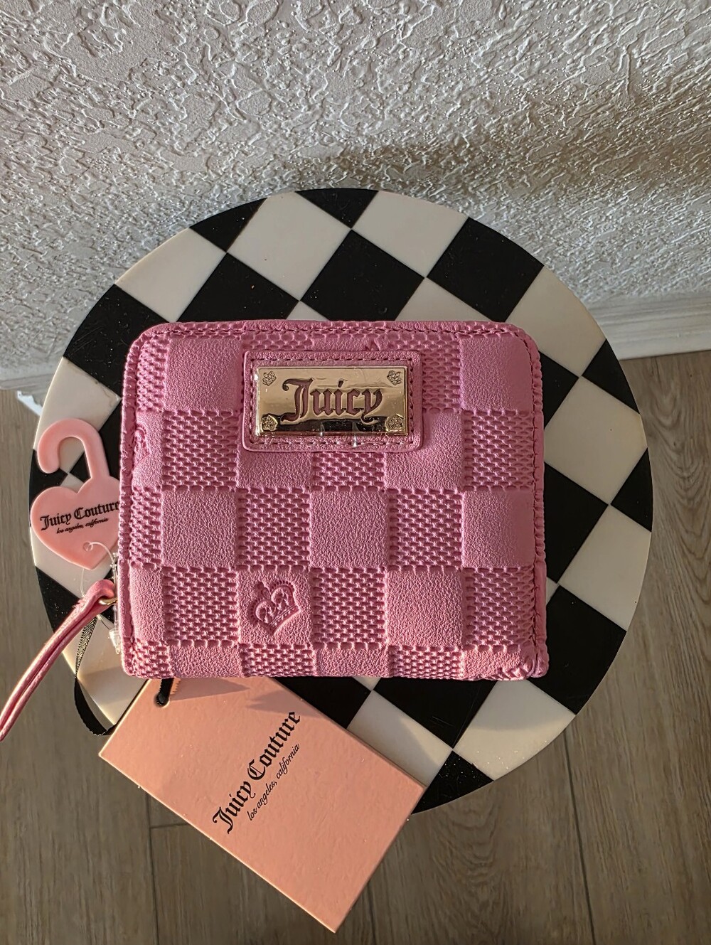 NWT Juicy Couture Pink Miss Independent Checkered Women's Wallet